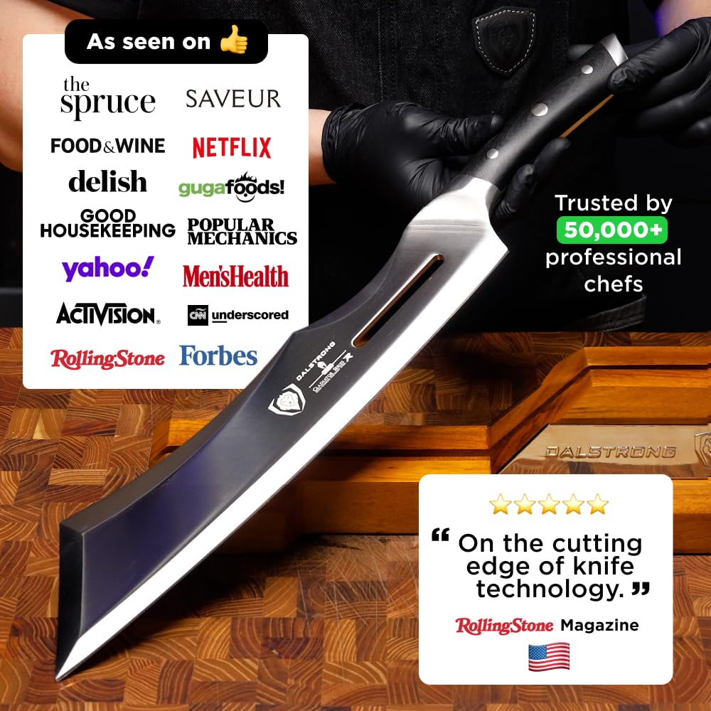 Dalstrong Annihilator close-up of 7Cr17MoV blade edge for durable sharpness