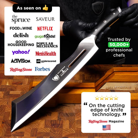 Dalstrong Annihilator close-up of 7Cr17MoV blade edge for durable sharpness