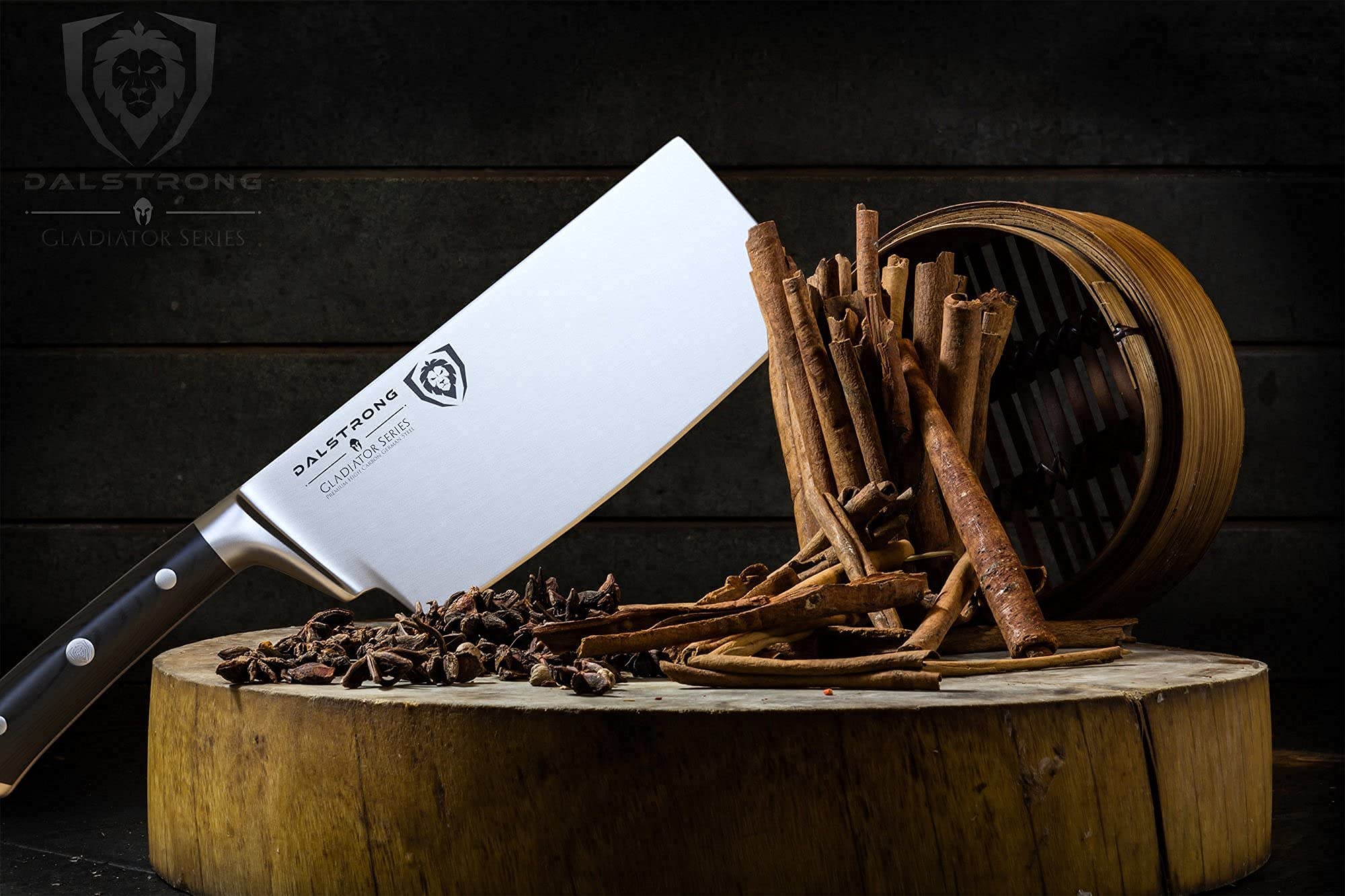 Dalstrong cleaver in a kitchen lifestyle shot showing practical everyday utility