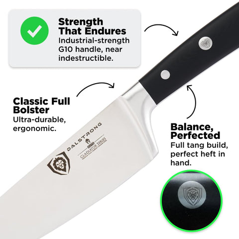 Dalstrong Gladiator Elite in use chopping onions demonstrating efficient slicing performance