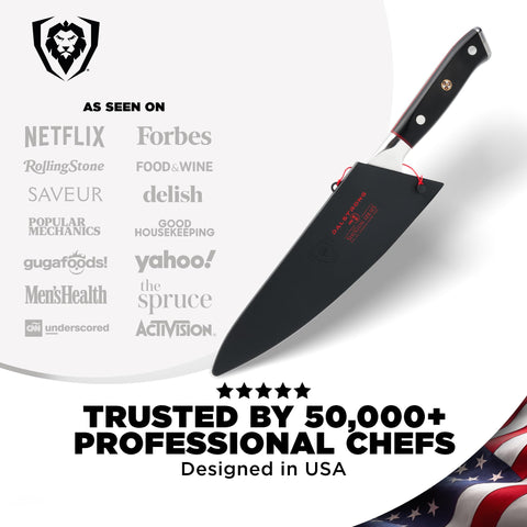 Dalstrong gift-ready packaging displayed with knife emphasizing premium presentation and protection
