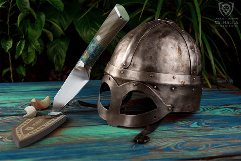Dalstrong paring knife on kitchen counter with ingredients showing practical use