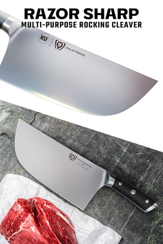 Dalstrong Ravager forged German-steel blade close-up showing durable grain