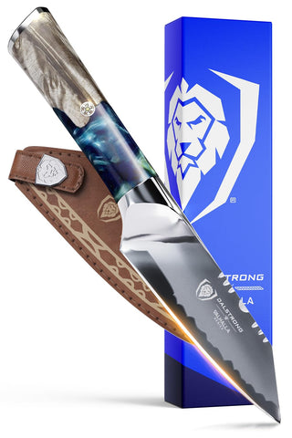 Dalstrong Valhalla paring knife front view showing blade and handle, precise control