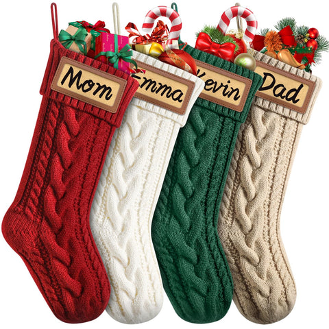 Dalzom front view collection showing four colorful stockings and cohesive family display