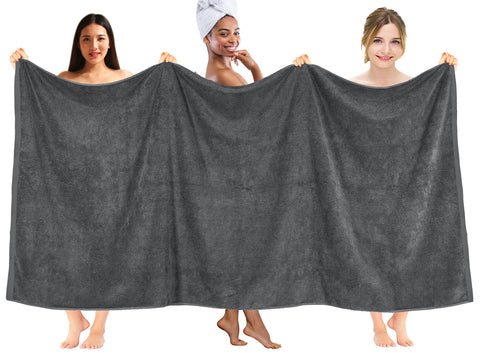 DAN RIVER fully spread 40x80 bath sheet demonstrating full-body coverage for convenience