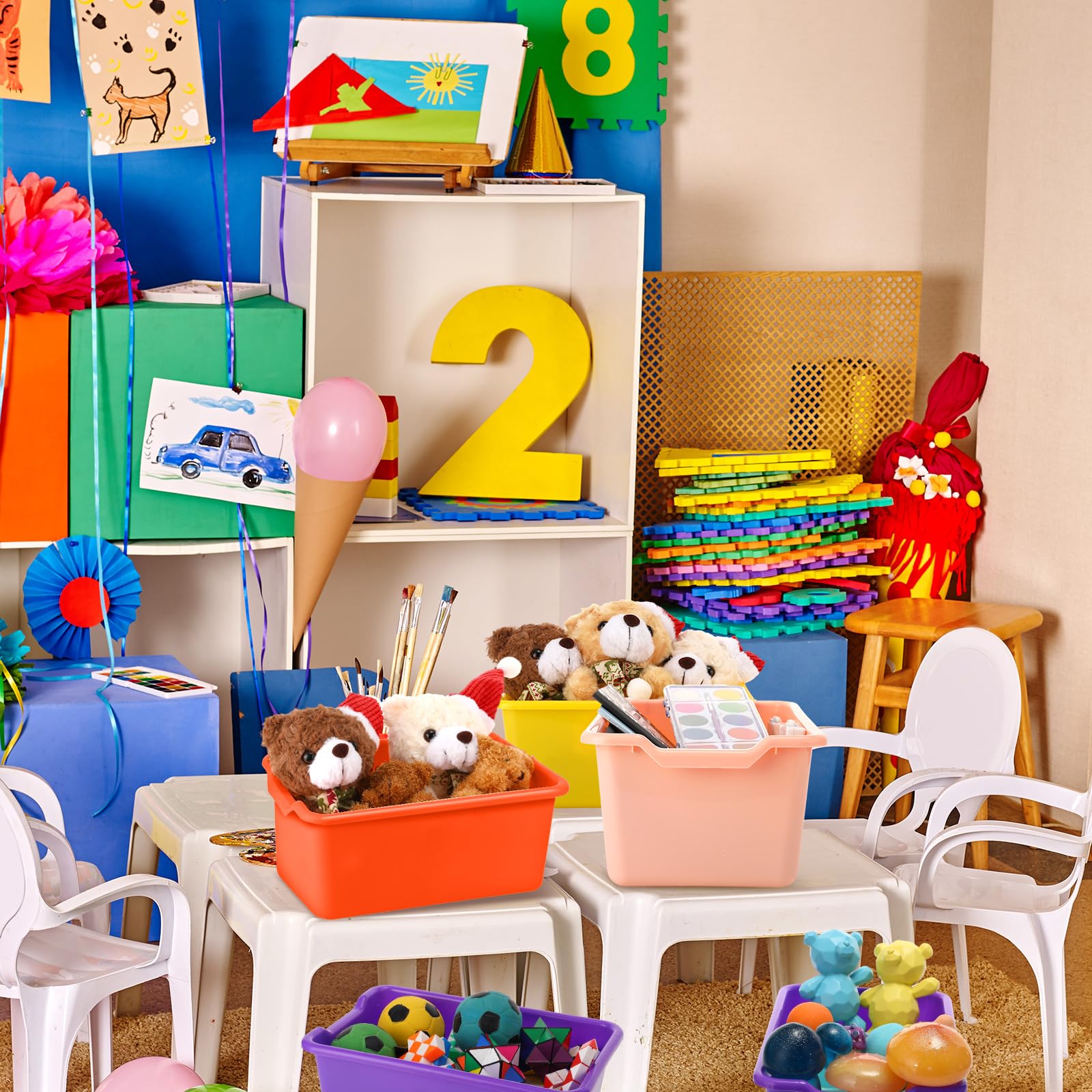 Dandat classroom lifestyle scene showing tidy shelves and motivated children
