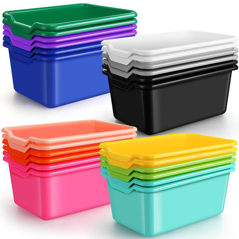 Dandat front-facing pack of colorful cubby bins showing vibrant organized storage