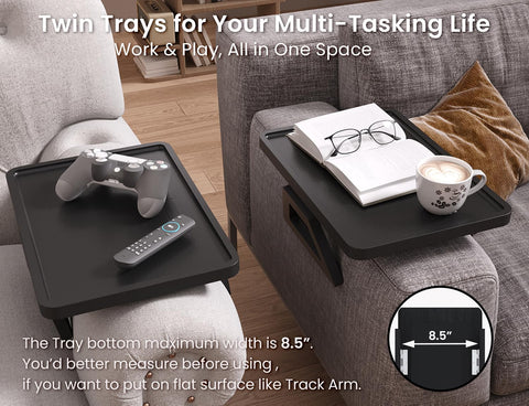 Danfoxer tray in use holding a drink and remote offering stable convenience
