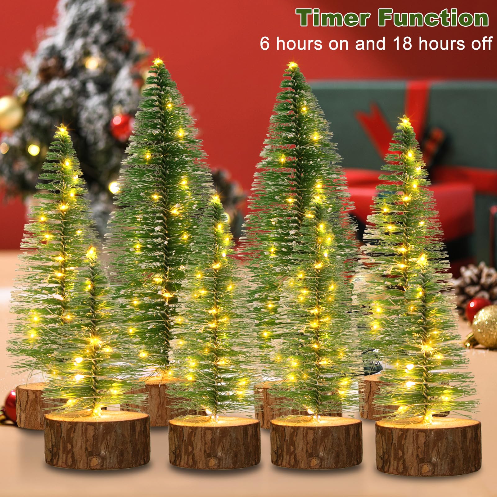 Danhh tabletop mantel styling with trees adding festive charm and convenience