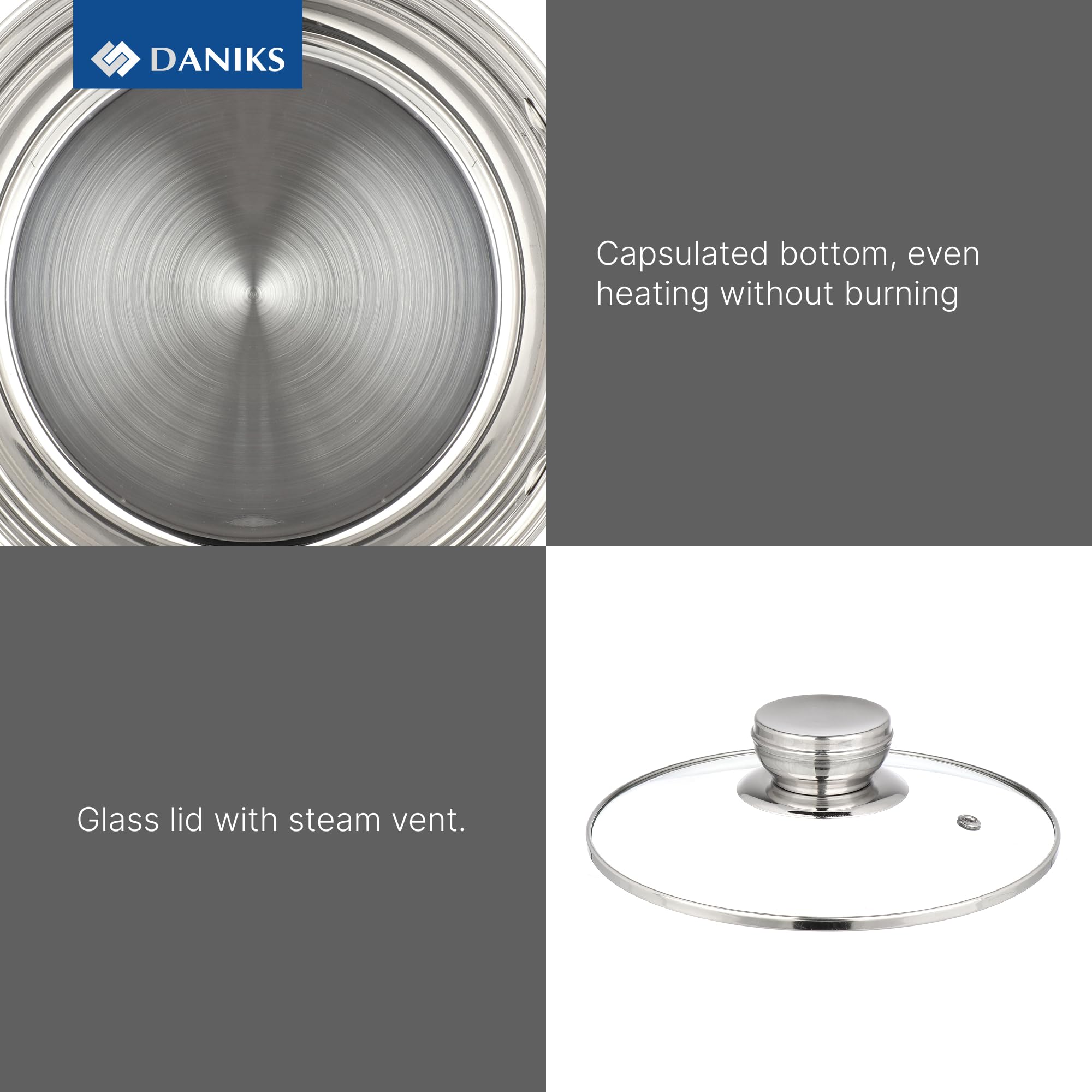 Daniks interior built-in measuring scale visible for accurate liquid portions and easy cooking