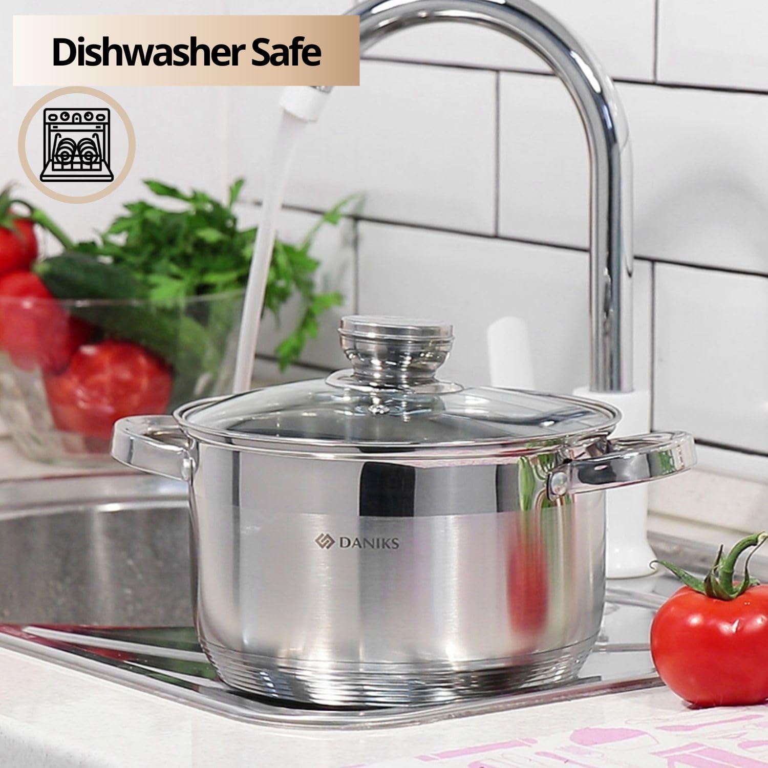 Daniks pot on induction cooktop demonstrating rapid, efficient heating