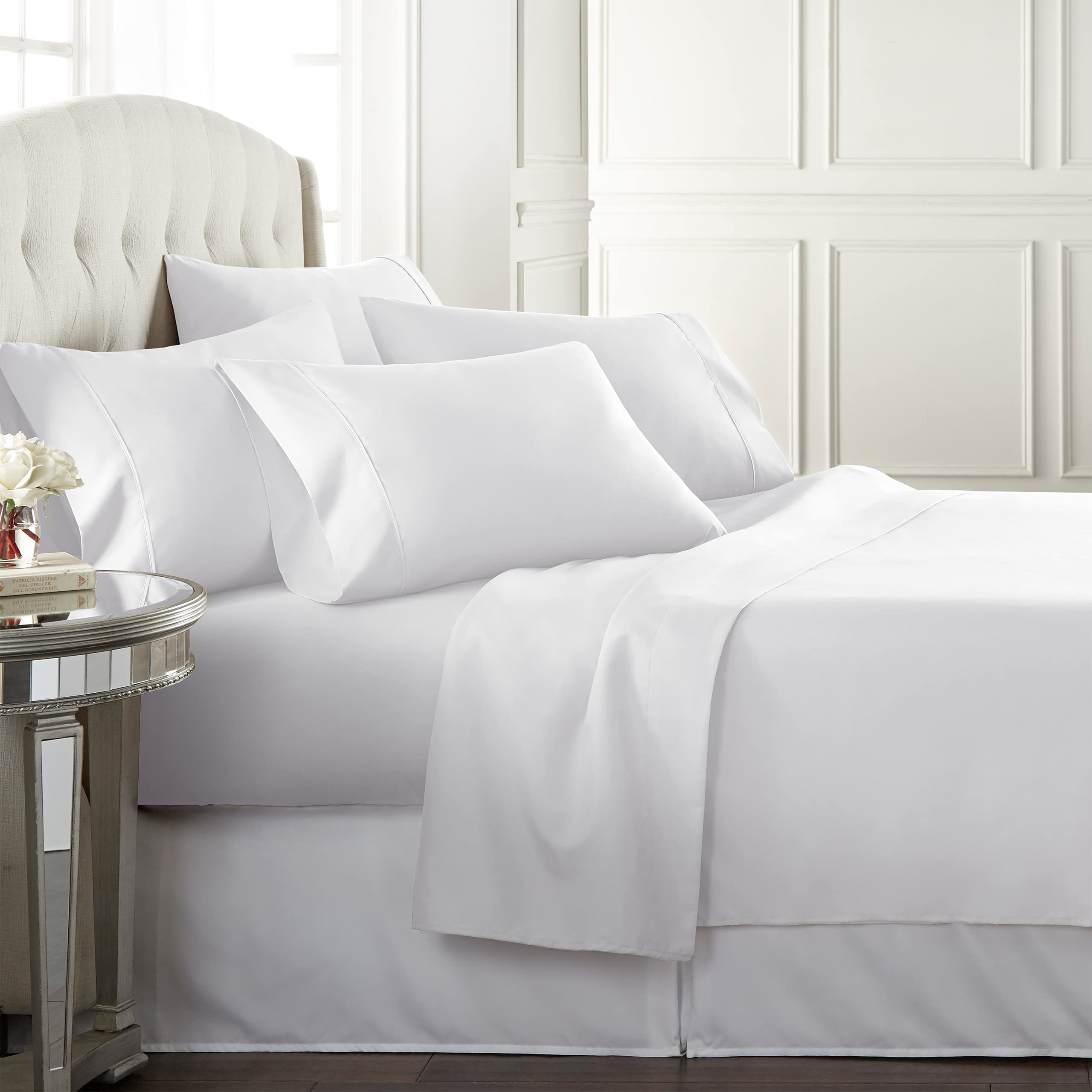 Danjor Linens front packaging showing Cal King set and easy styling benefit