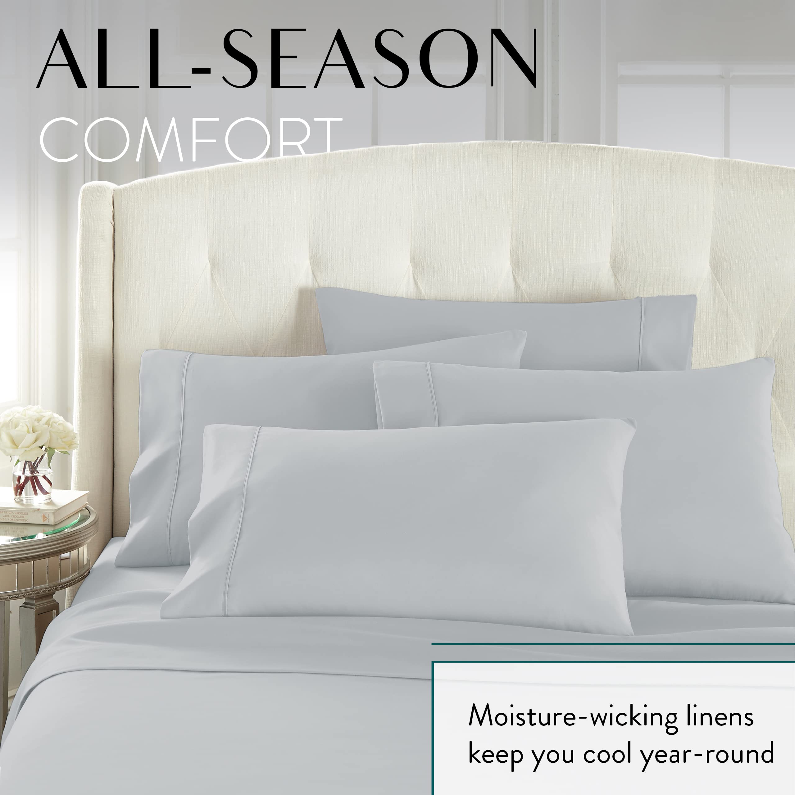 Danjor Linens bed in use with person showing breathable, cooling surface