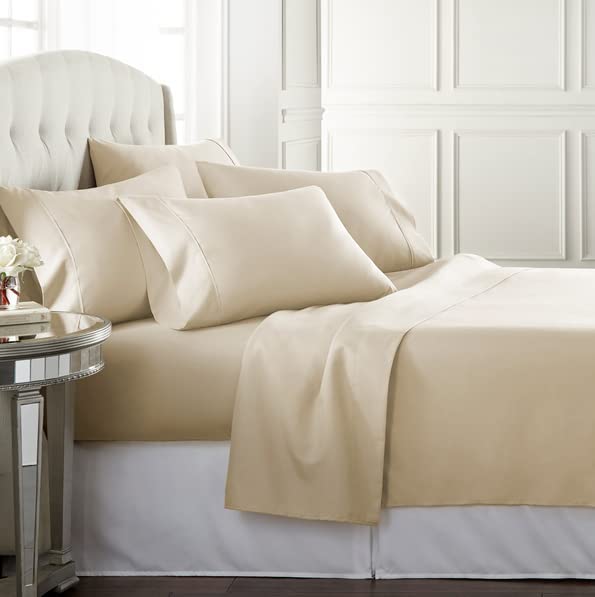 Danjor Linens front packaging showing complete 6-piece set and cream color benefits