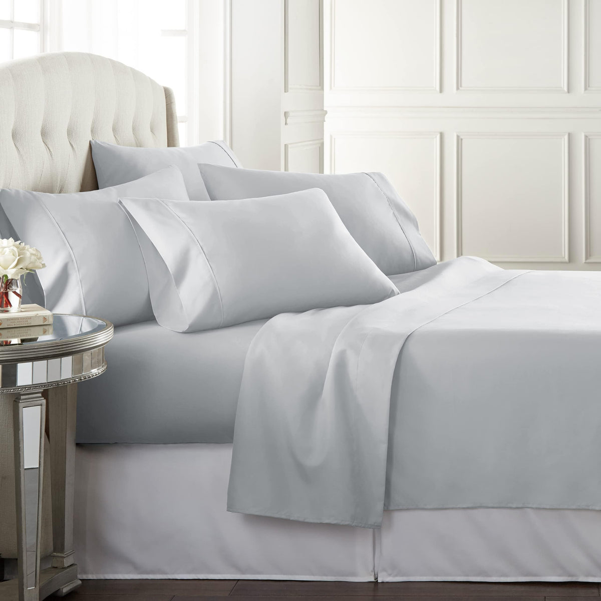 Danjor Linens folded queen set showing neat packaging and easy storage benefit