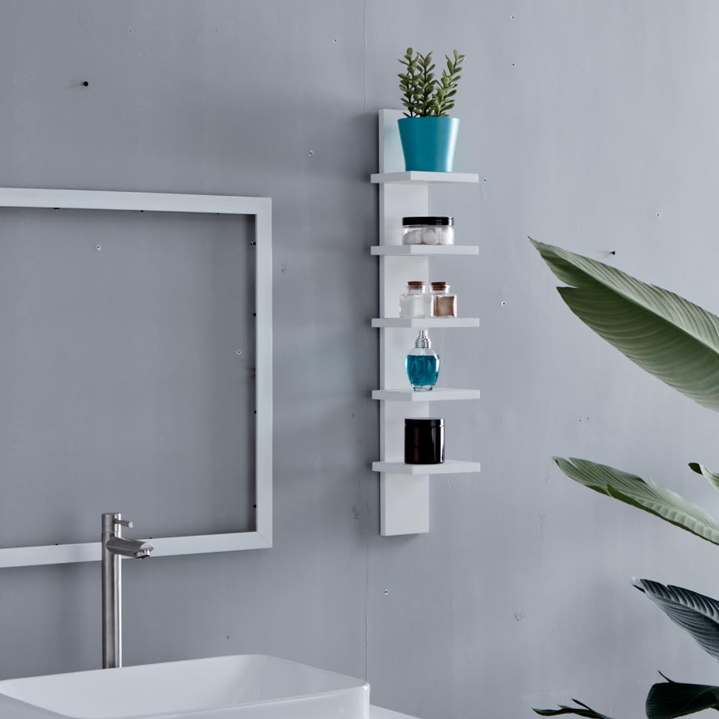 Danya B wall shelf mounted in bathroom displaying toiletries for organized convenience