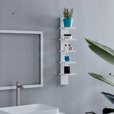 Danya B wall shelf mounted in bathroom displaying toiletries for organized convenience
