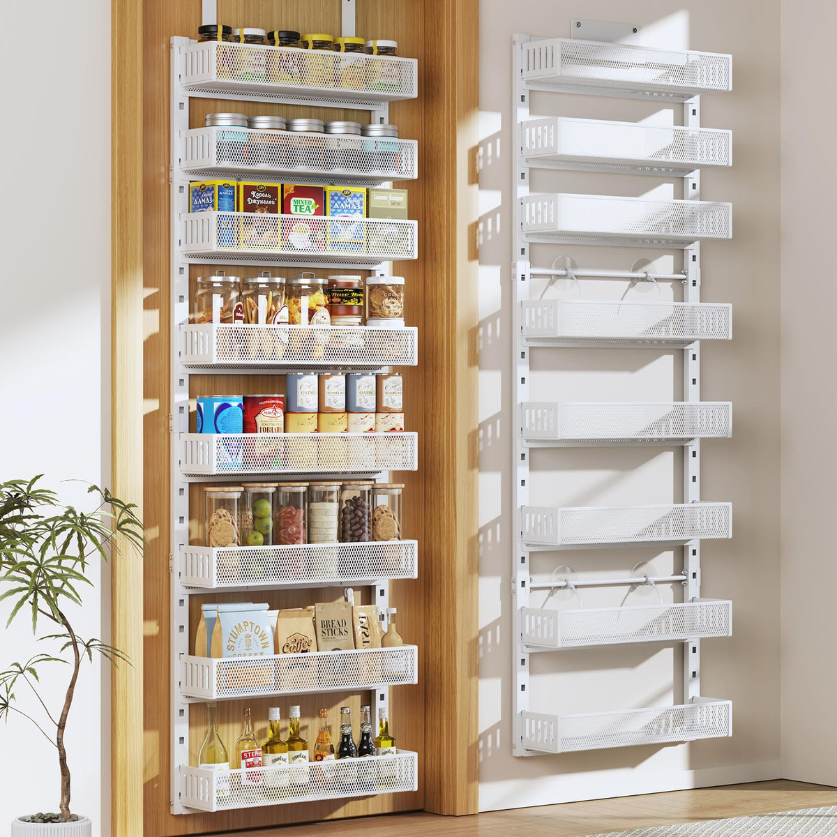 DAOTENGQL front view over-the-door rack showing organized tiers and accessibility