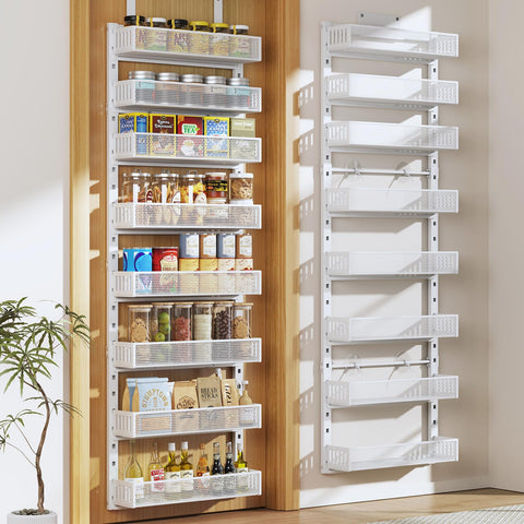 DAOTENGQL front view over-the-door rack showing organized tiers and accessibility