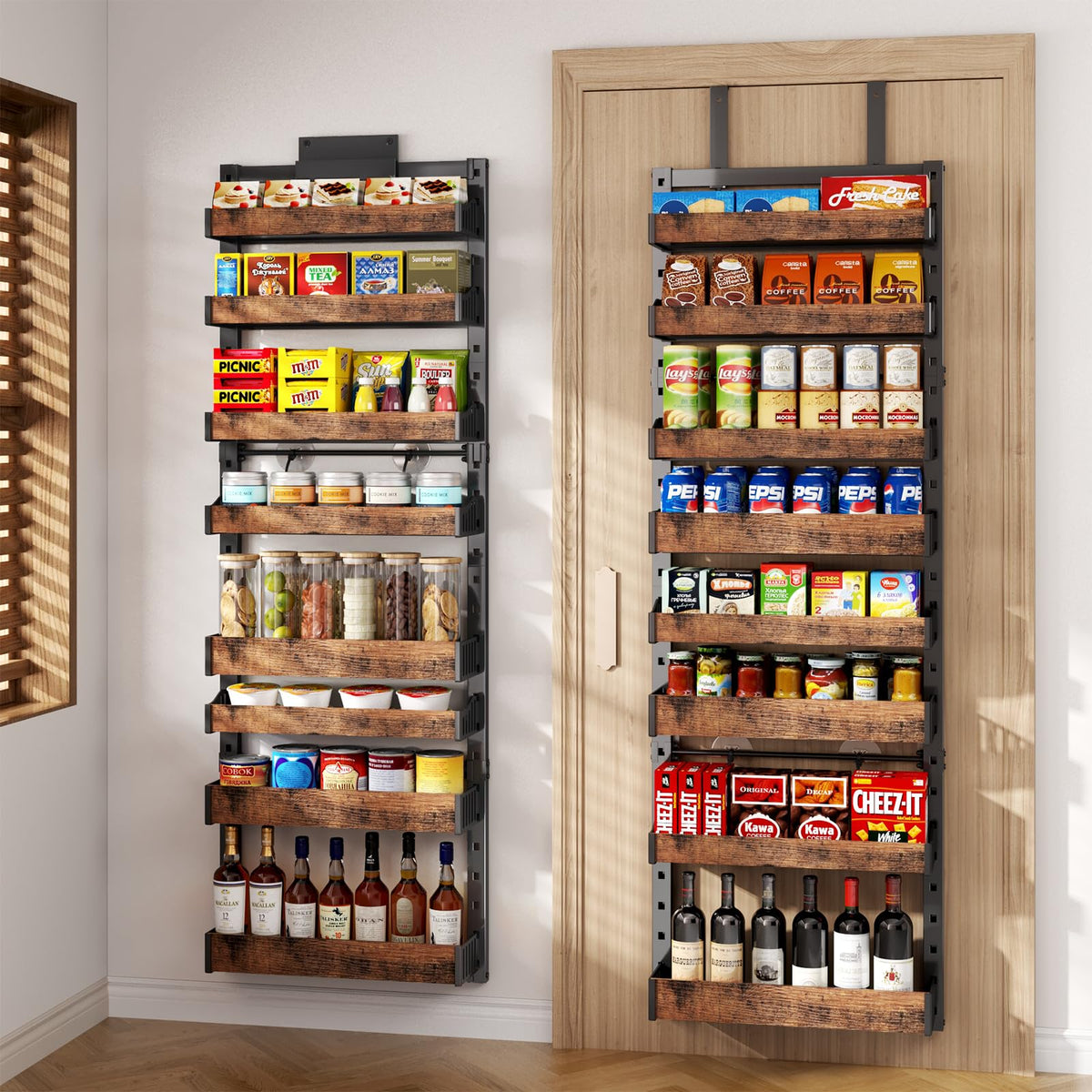 DAOTENGQL front view of 8-tier organizer showing all baskets and easy-access storage