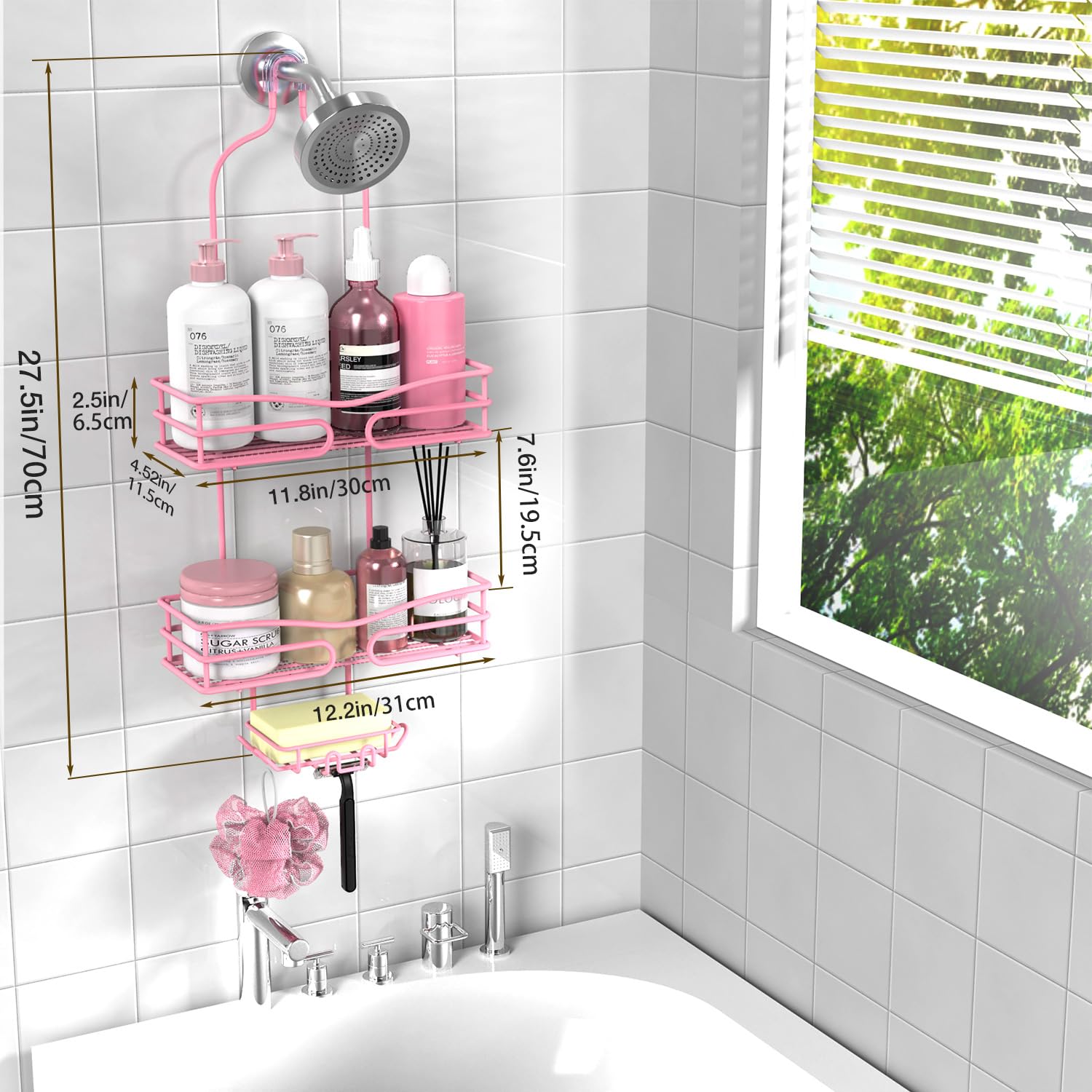 DAOYA installed in bathroom adding pink accent and space-saving benefit