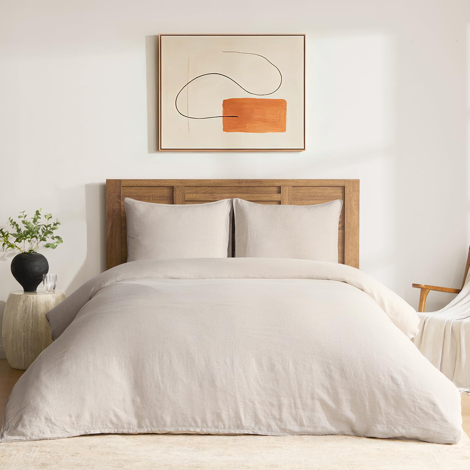 DAPU king duvet cover front view showing clean natural linen and breathable look for cool sleep