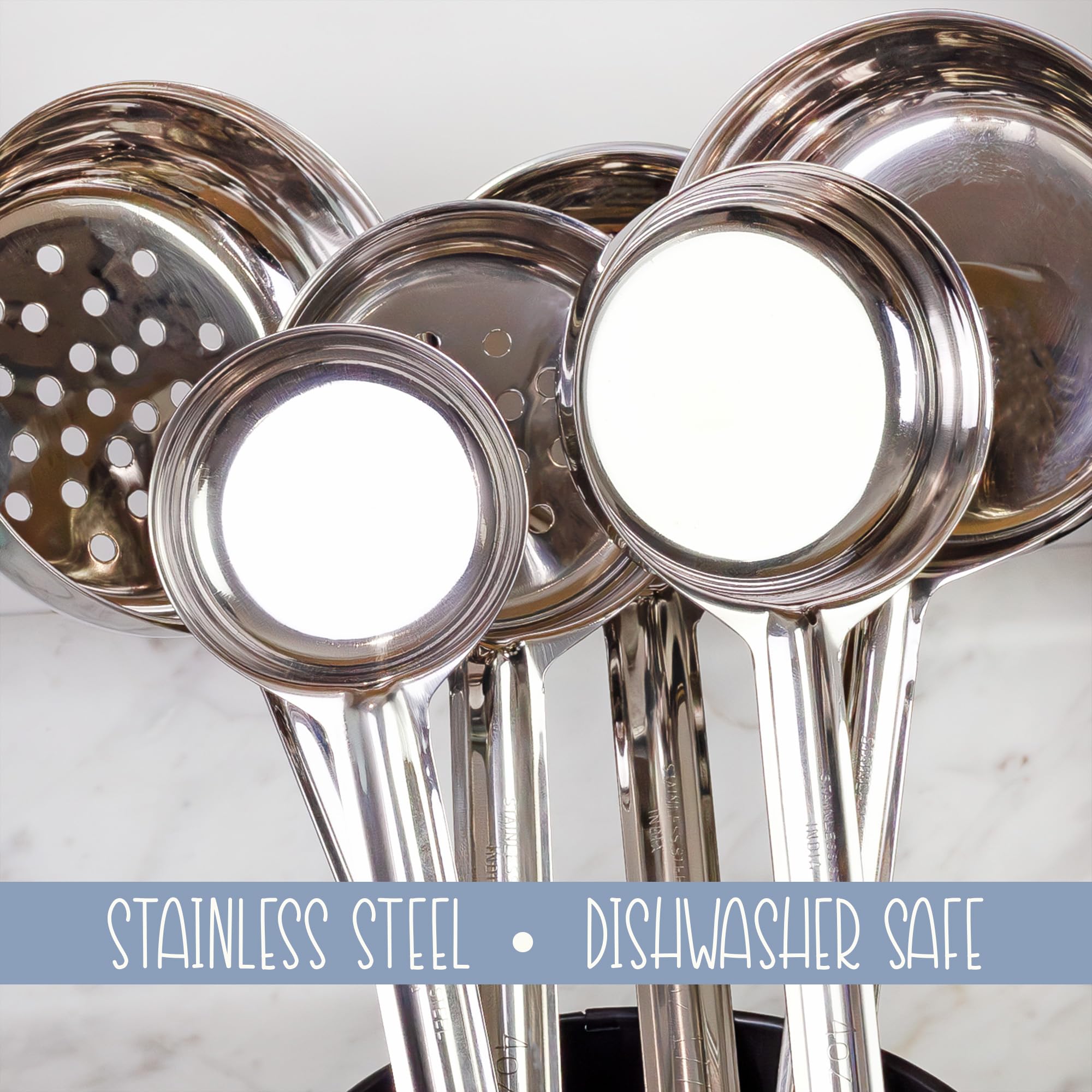 Darware ladles lined up by cup size to show clear measurement progression