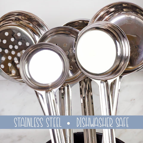Darware ladles lined up by cup size to show clear measurement progression