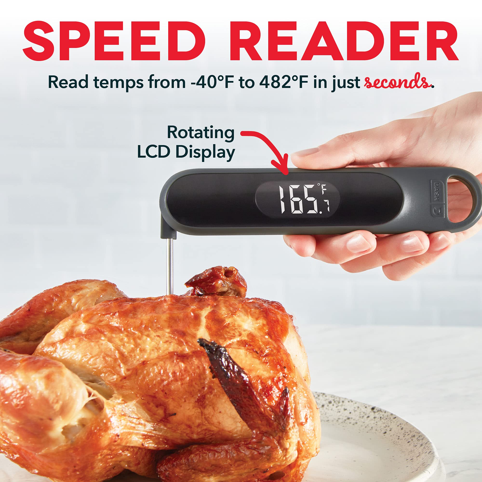 Dash LCD display close-up with clear temperature numbers for easy reading