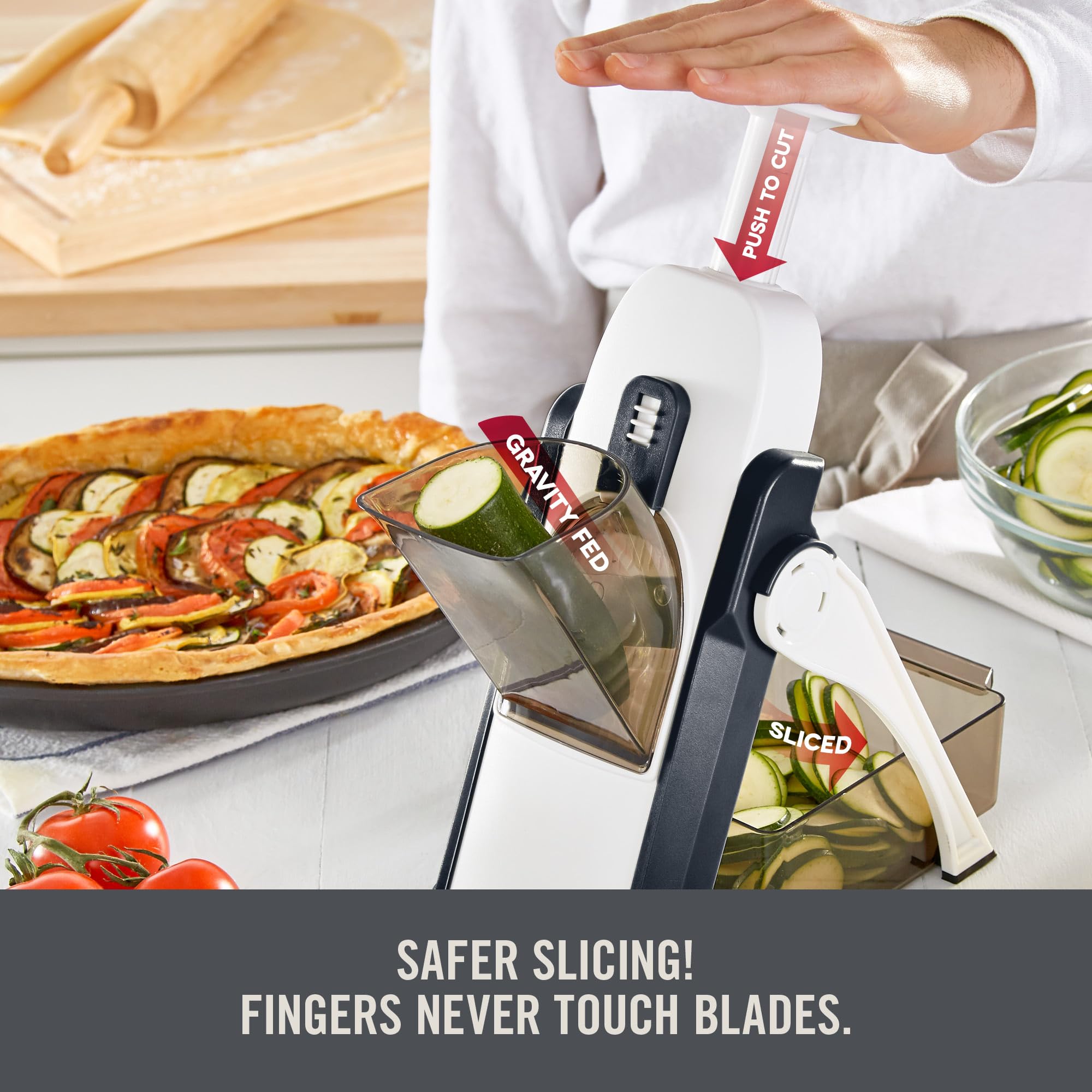 DASH Zakarian stainless-steel blades closeup for precise, uniform cuts
