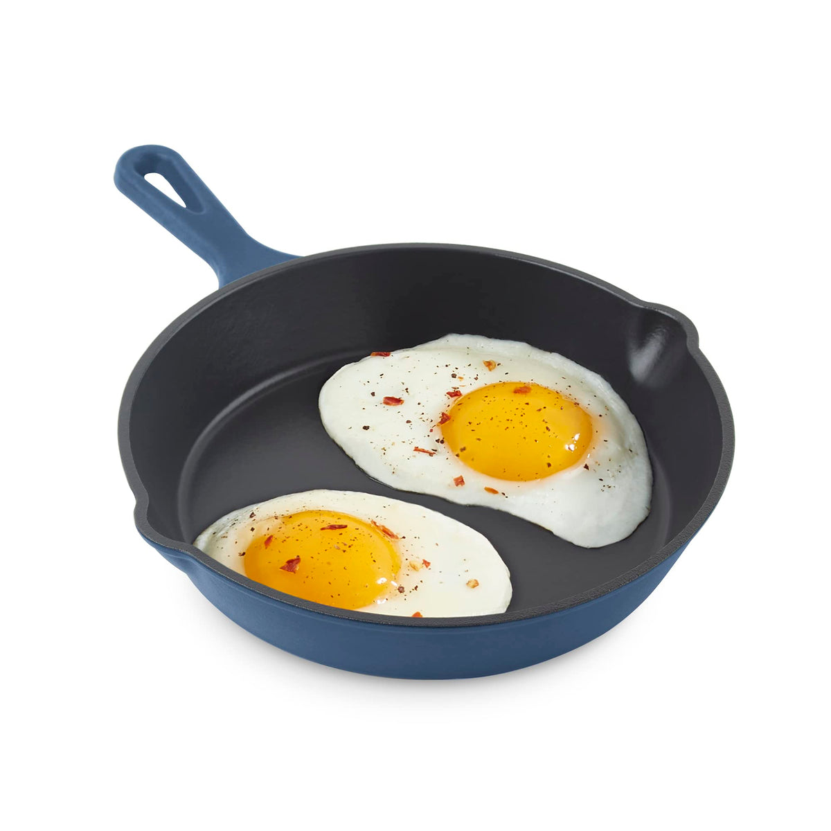 DASH skillet front angle showing Zakarian blue and compact design benefit