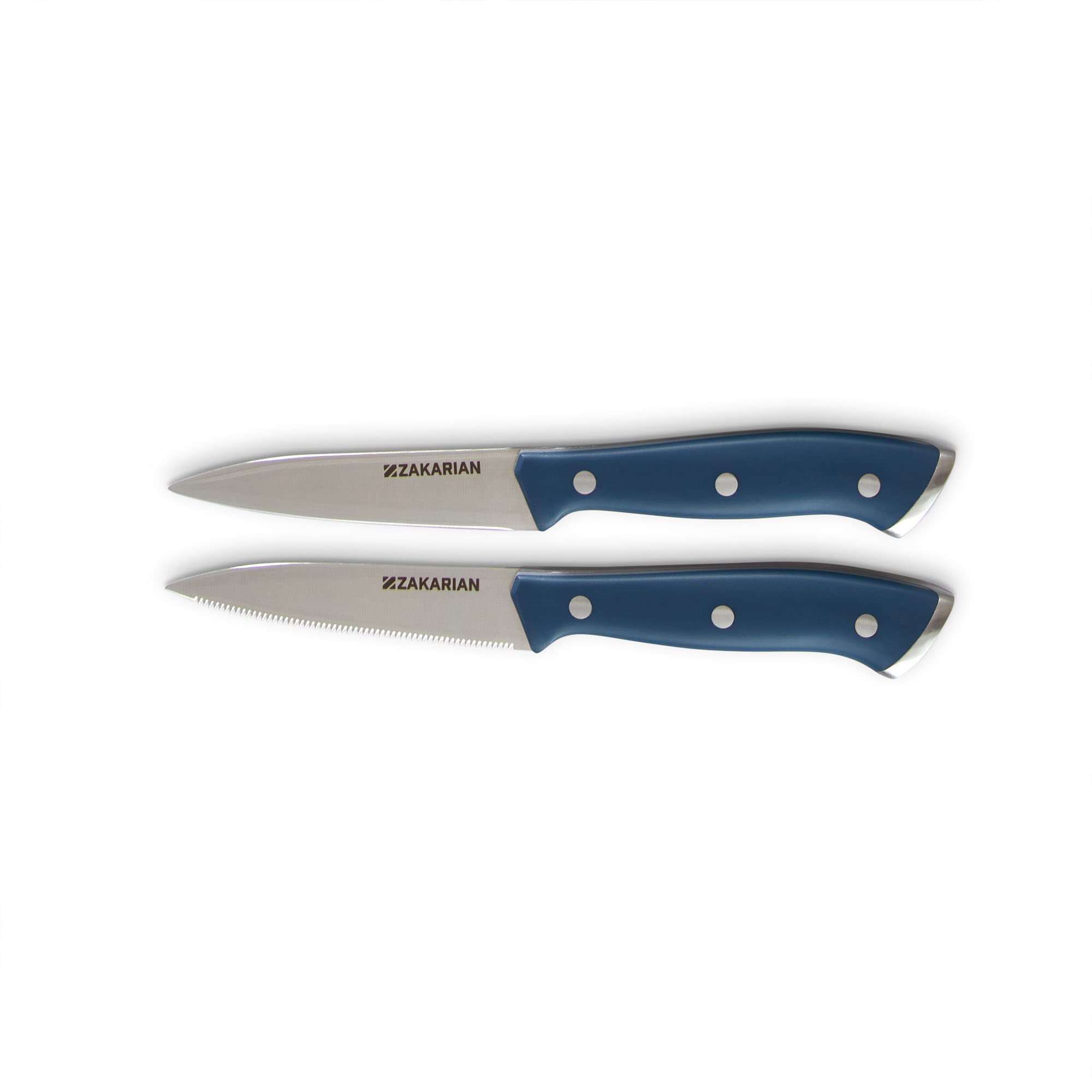 DASH Zakarian front view showing blue handles and packaging, highlights ready-to-use set