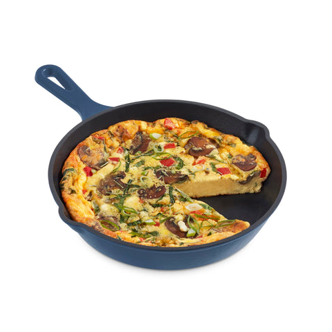 DASH Zakarian front view blue skillet showing compact searing pan for versatile cooking