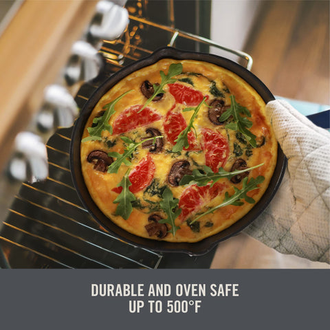 DASH skillet beside measuring tape showing 7.5-inch compact size benefit