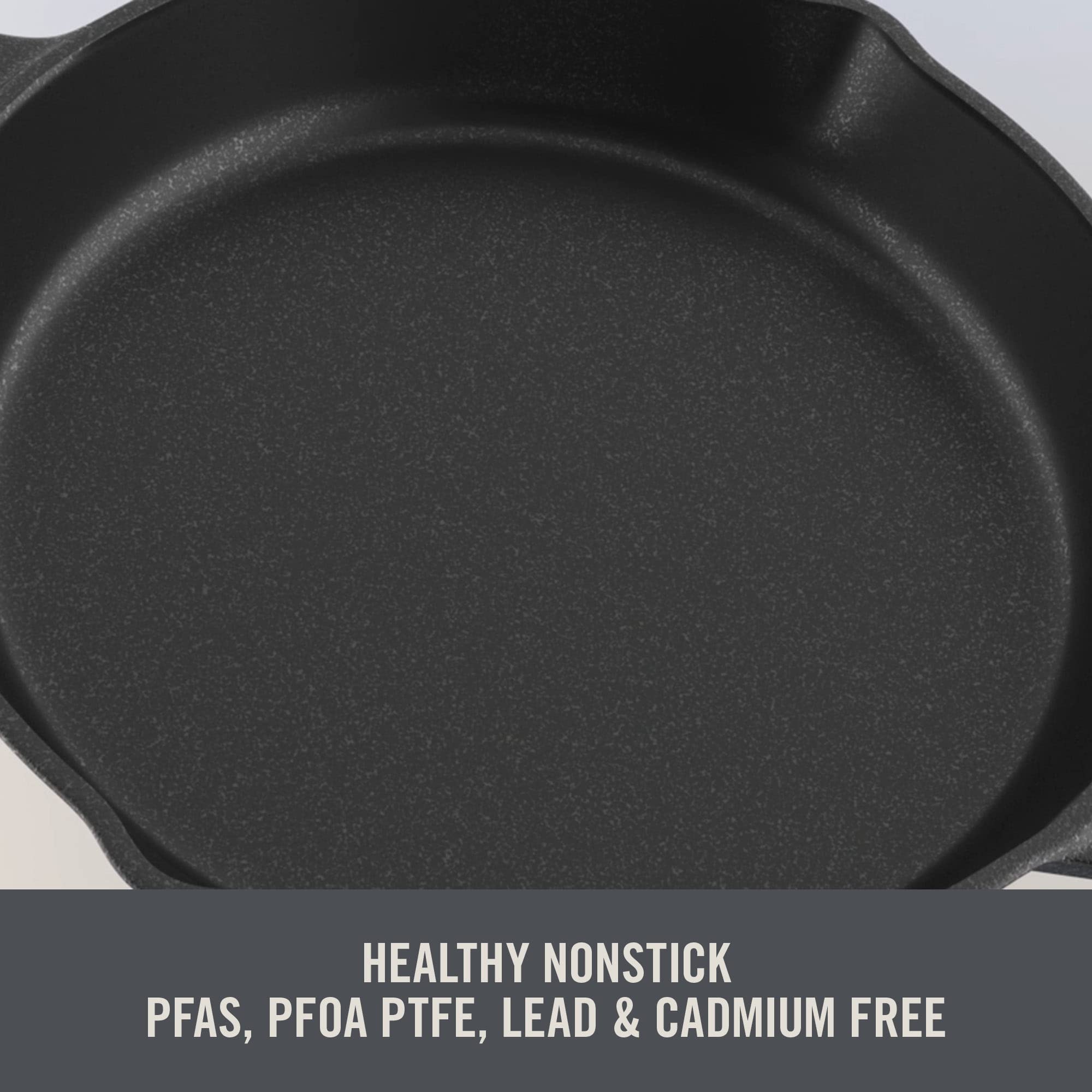 DASH skillet beside measuring tape to demonstrate compact 9.5-inch scale