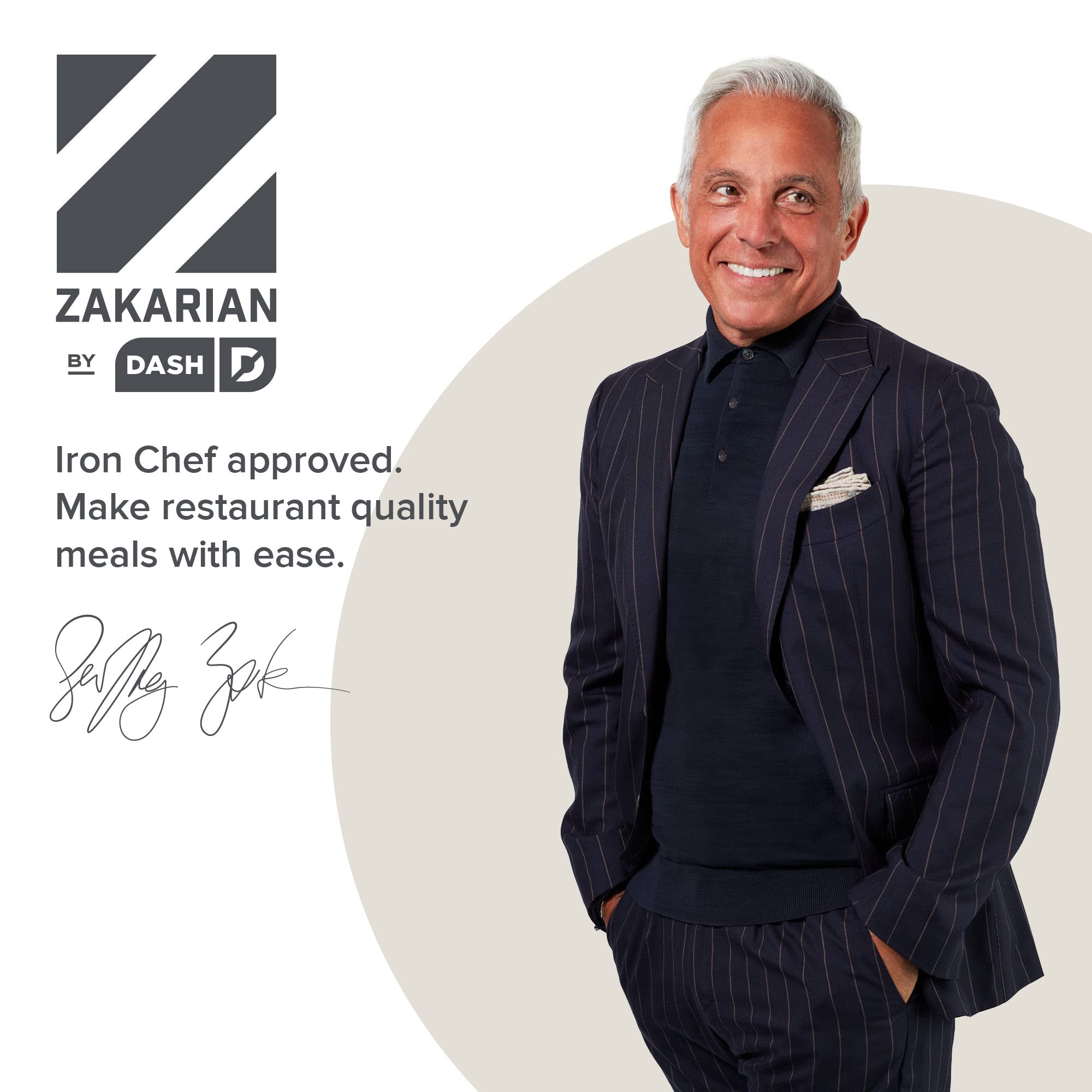 Dash Zakarian next to a ruler showing compact size for easy storage benefit
