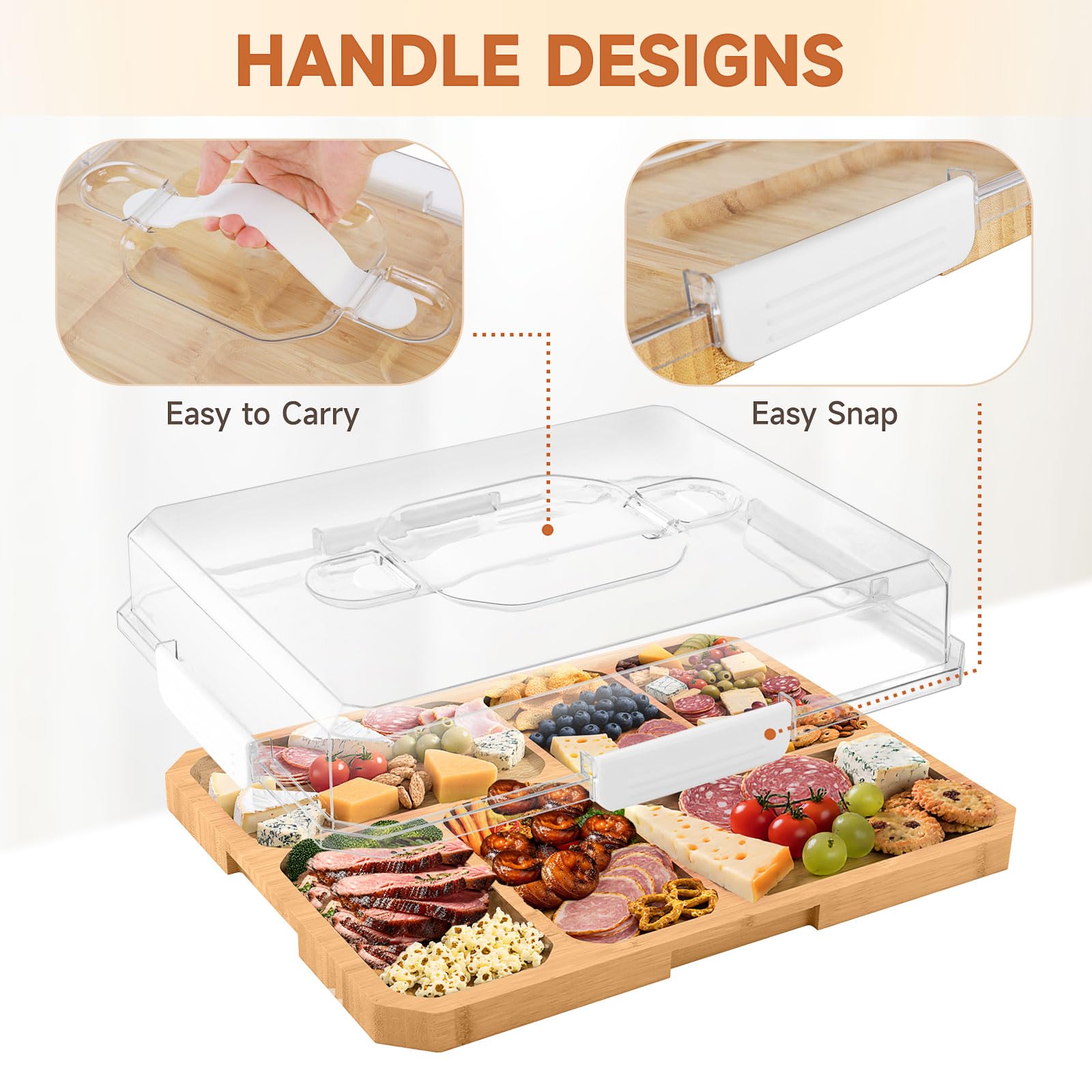 Datichee transparent lid handle being carried, portable convenience shown