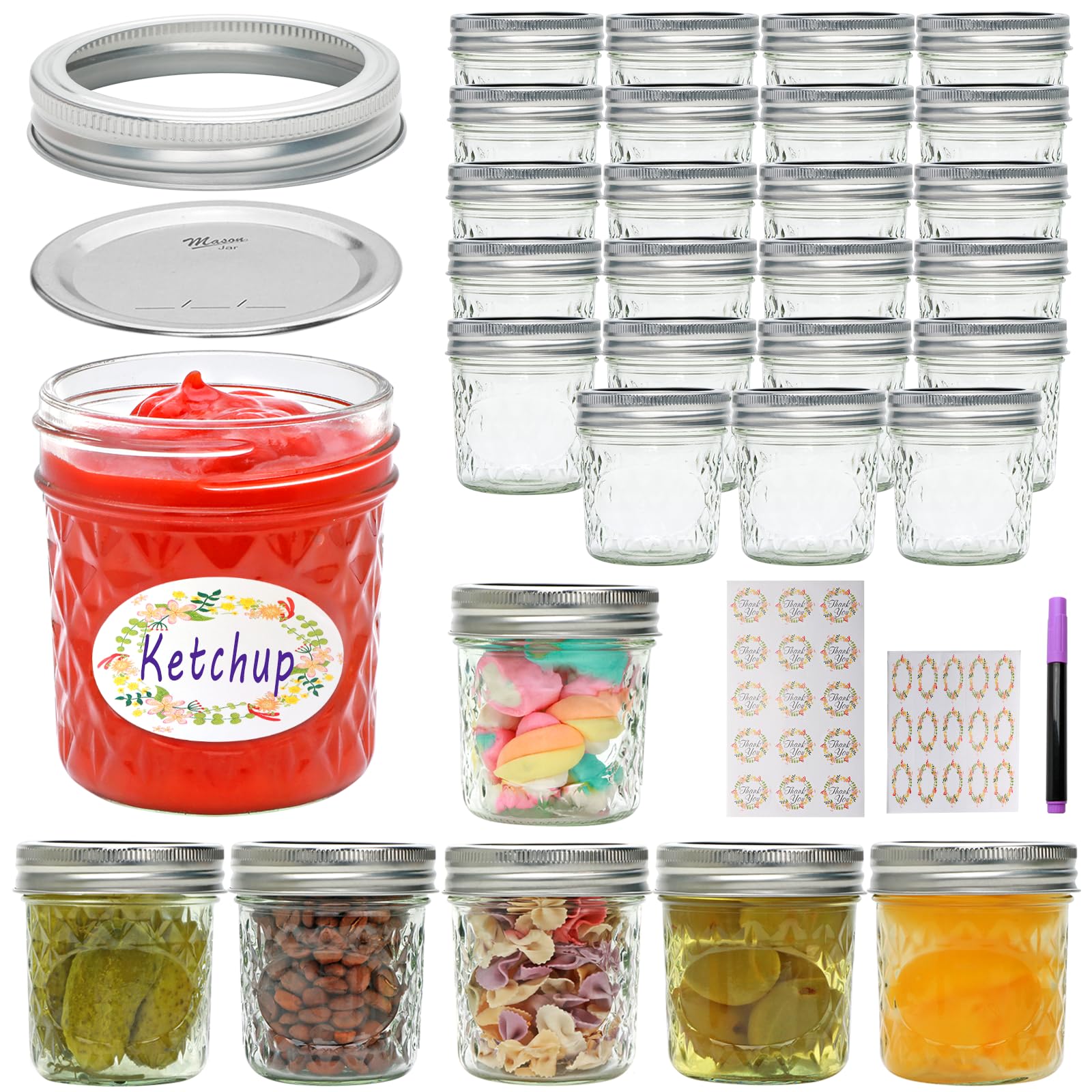 Datttcc front pack of 30 jars showing neat storage and convenience