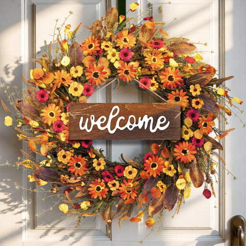 Davimono front door wreath adds autumn welcome and curb appeal