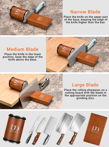 DAVIOR finger protector and leather strop detail improving safety and edge finish