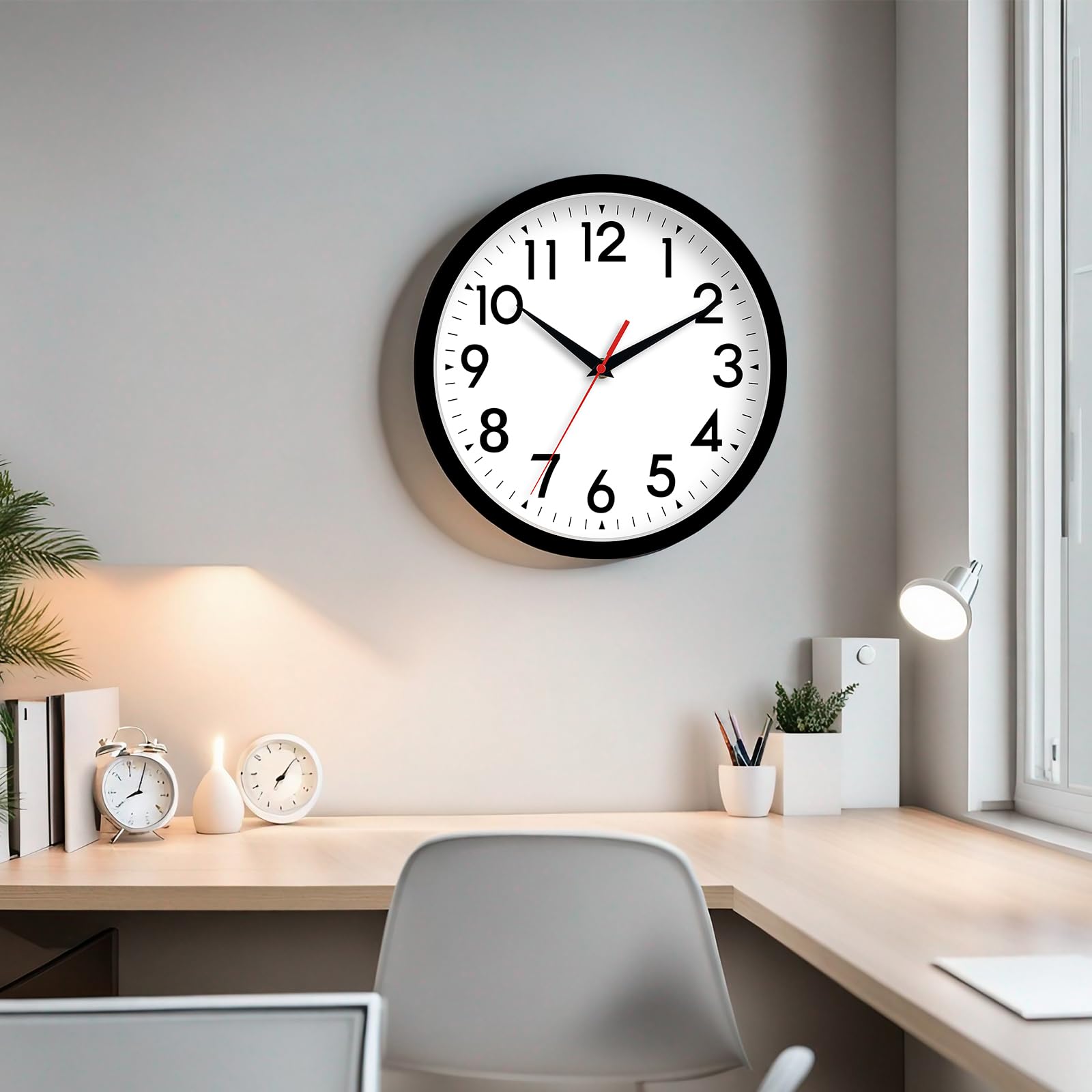 DAXSMY on bedroom wall providing silent non-ticking comfort