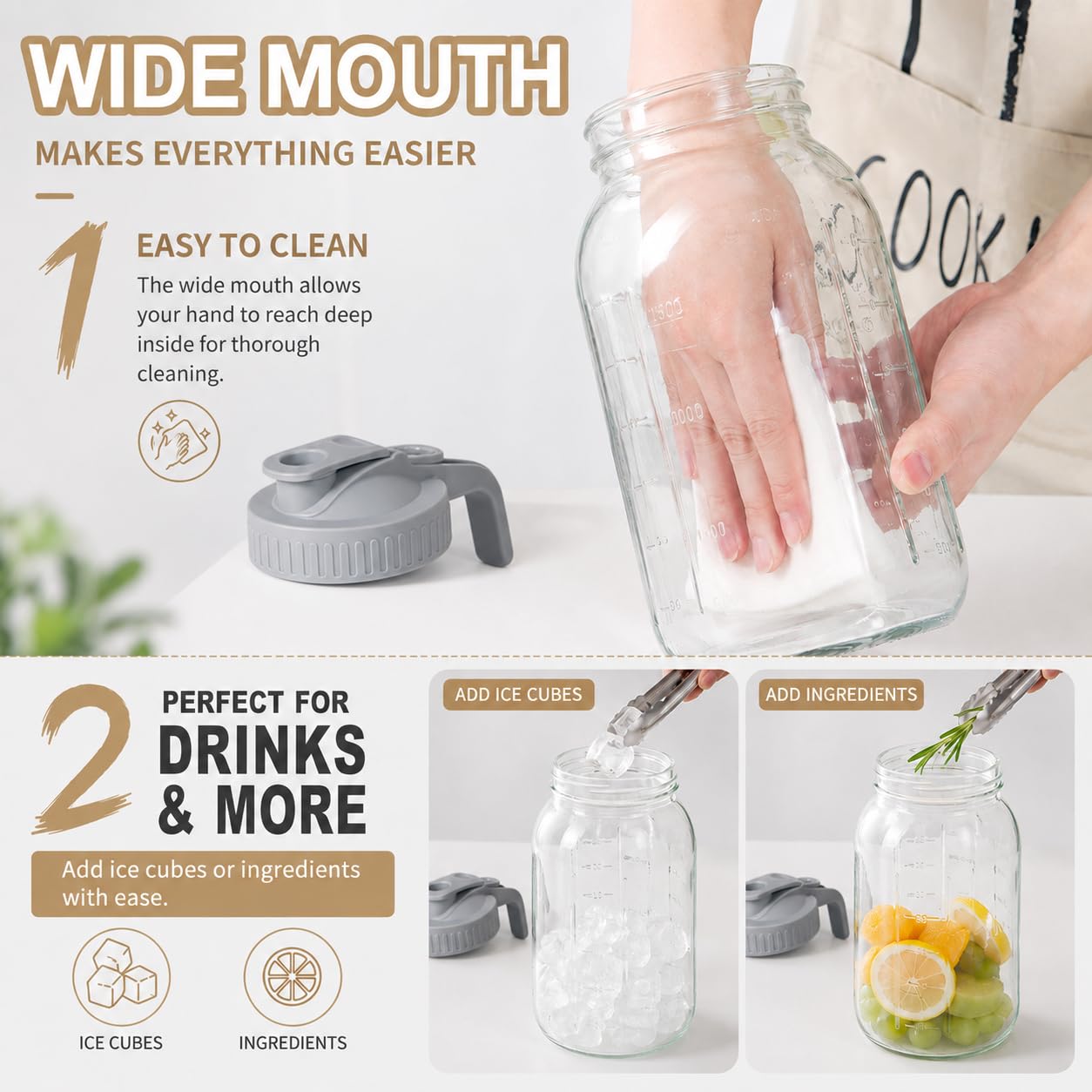 DAZHICN side view with capacity markings highlighting 64 oz volume for meal prep planning