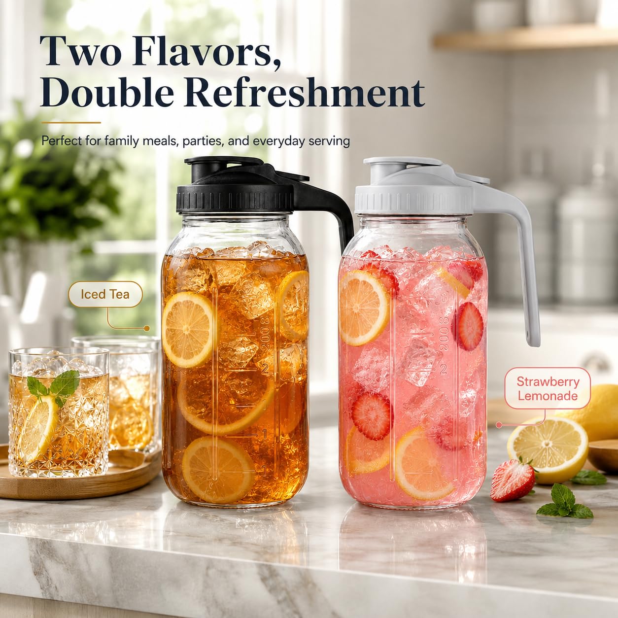 DAZHICN wide mouth filled with ice and fruit for easy filling and attractive presentation