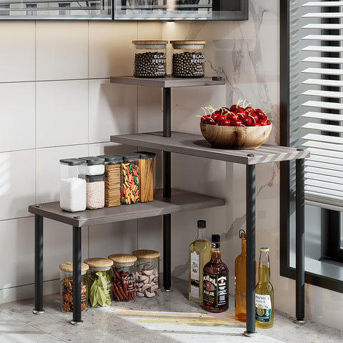 Dazioter front view on countertop showing compact corner storage benefit