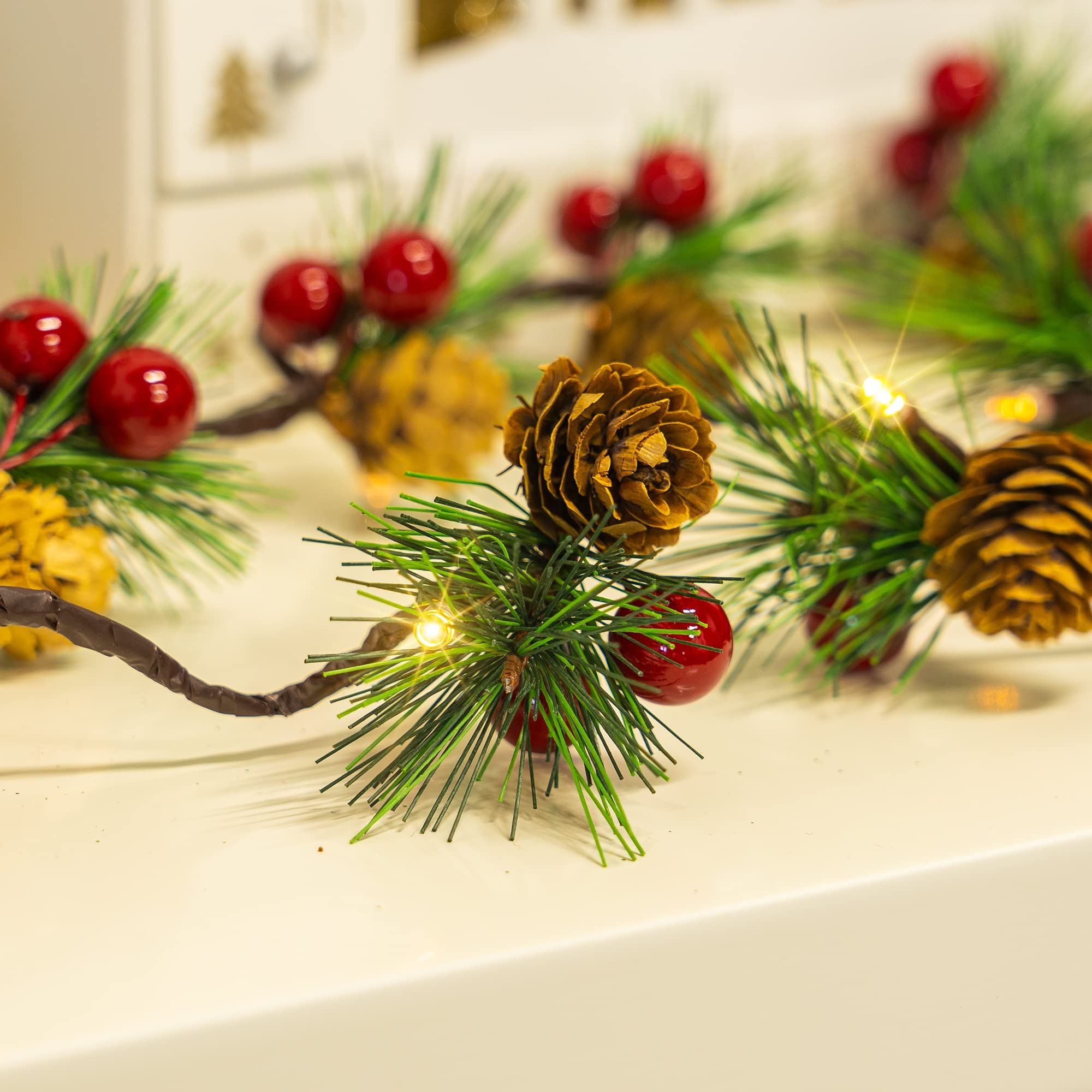 Dazzle Bright scale comparison showing garland length held by hand for sizing