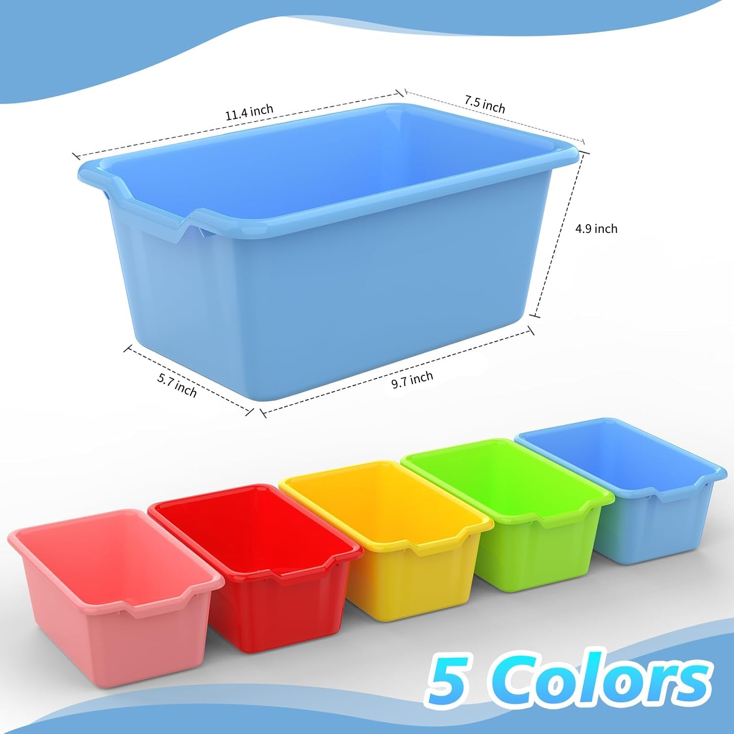 Dcocdeely bins next to ruler illustrating dimensions and space-saving benefit