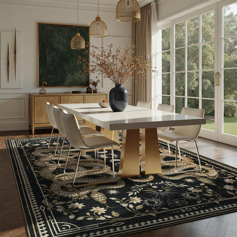 DCX non-slip backing image highlights secure grip on hardwood floors