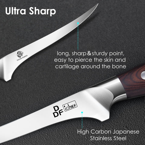 DDF iohEF close-up of high-carbon stainless steel blade, sharp for precise cuts