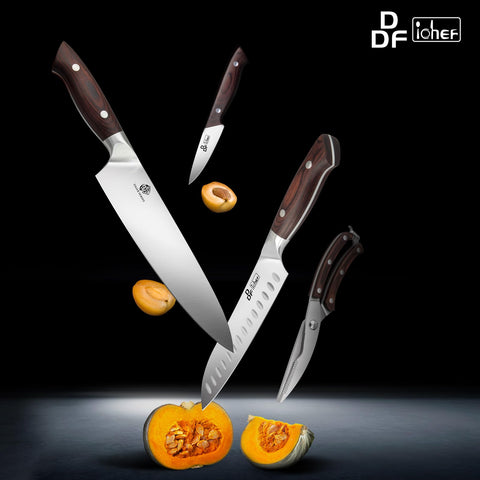 DDF iohEF steak knives cutting cooked steak showing clean slices and presentation benefit